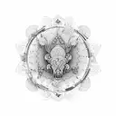 An intricate mandala design inspired by the endurance and determination of triathlon athletes, incorporating beach and mountain elements tattoo design idea