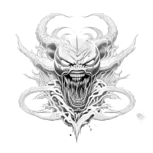 Berserk Guts and Marvel Venom tattoo design idea