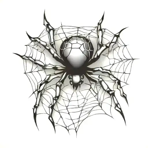 Generate an image of a spider web where the center is in the shape of a heart tattoo design idea