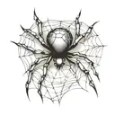 Generate an image of a spider web where the center is in the shape of a heart tattoo design idea