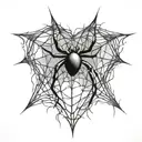 Generate an image of a spider web where the center is in the shape of a heart tattoo design idea