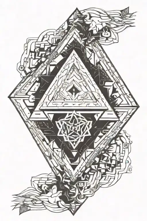 Penrose triangle and creation hands tattoo design idea