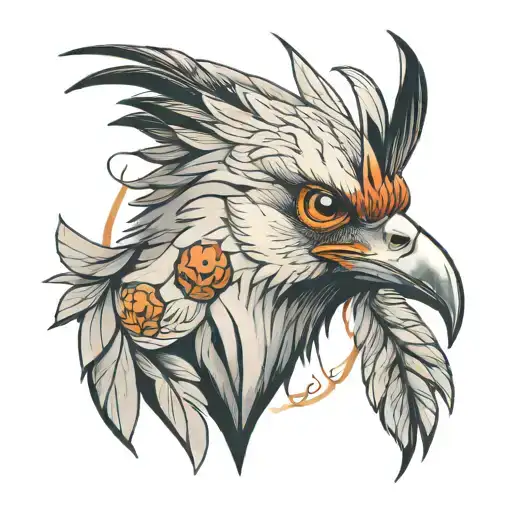 secretary bird tattoo design idea