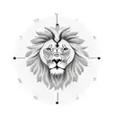 clock with lion tattoo design idea