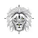 clock with lion tattoo design idea