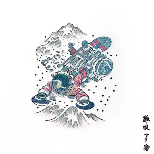 Space, Astronaut, Snowboarding tattoo design idea