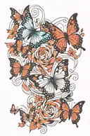 suminagashi abstract tattoo with butterflies tattoo design idea