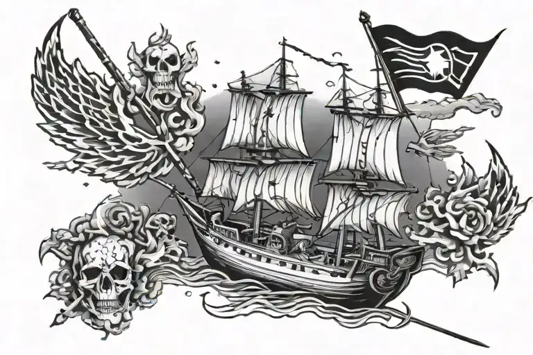 war,boat,Sweden,Kurdistan and deadheads  tattoo design idea