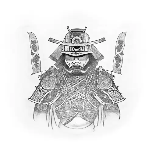 A detailed tattoo of a traditional samurai sword surrounded by a deck of playing cards on fire tattoo design idea