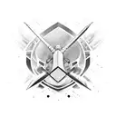 A sleek and futuristic formula 1 car racing across a detailed sword with swirling steam tattoo design idea