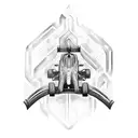 A sleek and futuristic formula 1 car racing across a detailed sword with swirling steam tattoo design idea