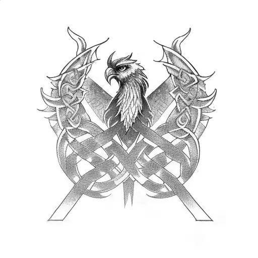 Phoenix with Celtic knot body  tattoo design idea