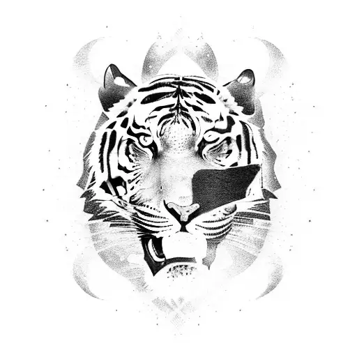 A boxing glove transformed into a roaring tiger tattoo design idea