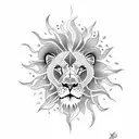 lion as sun tattoo design idea