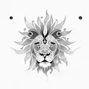 lion as sun tattoo design idea