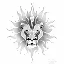 lion as sun tattoo design idea