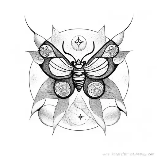 a moth with any type or wild flowers around it with stars and a moon and sun around it too  tattoo design idea