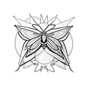 a moth with any type or wild flowers around it with stars and a moon and sun around it too  tattoo design idea