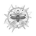 a moth with any type or wild flowers around it with stars and a moon and sun around it too  tattoo design idea