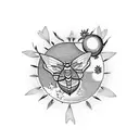 a moth with any type or wild flowers around it with stars and a moon and sun around it too  tattoo design idea