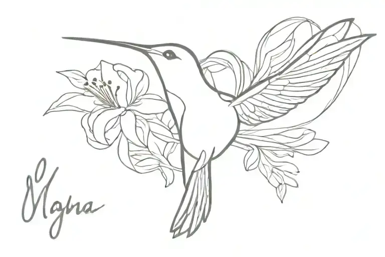 hummingbird with words all my love, Nana tattoo design idea