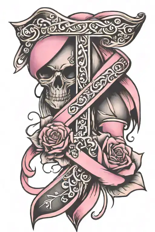 breast cancer ribbon tattoo design idea