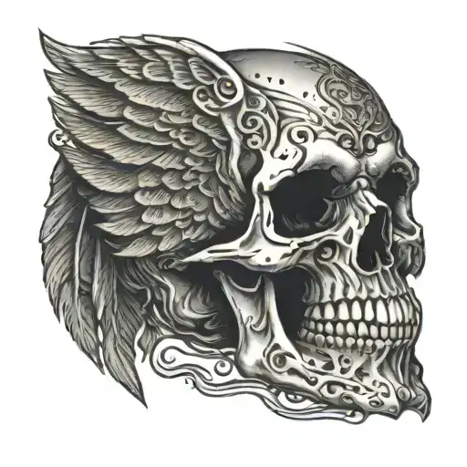 Winged Skull or Death’s Head american revolution   tattoo design idea