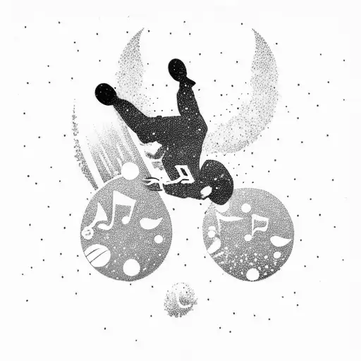 A snowboarding silhouette with musical notes as the trail tattoo design idea