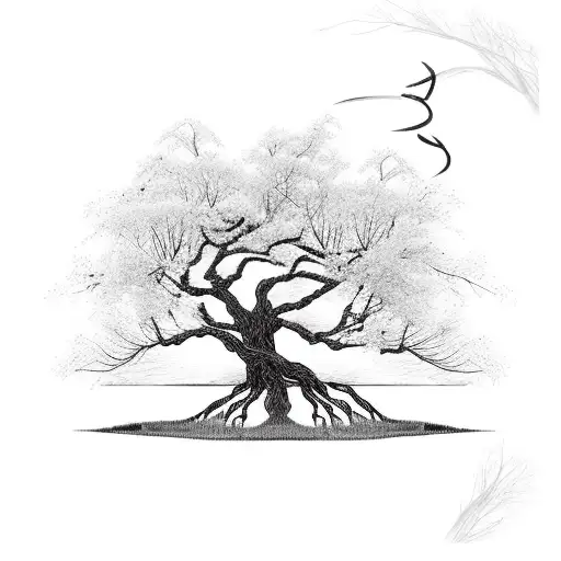 silhouette willow tree with rope swing and 2 girls tattoo design idea