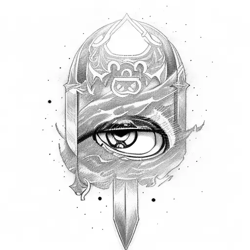 anime sword and eye  tattoo design idea