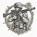 soldier and gun tattoo design idea