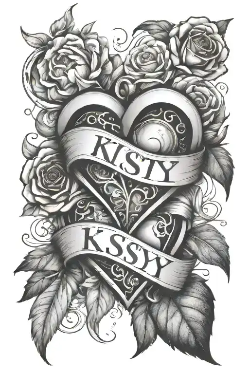 Romantic tattoo The inscription kSy inside two halves of a heart, which together with the inscription give the outline o tattoo design idea