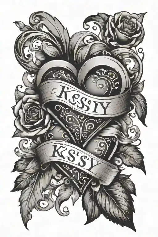 Romantic tattoo The inscription kSy inside two halves of a heart, which together with the inscription give the outline o tattoo design idea
