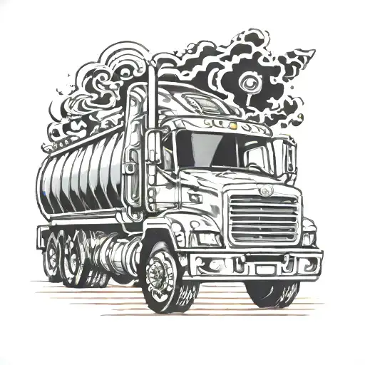 semi truck tattoo design idea