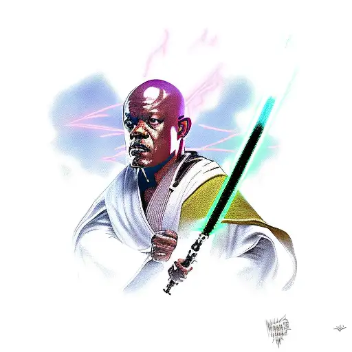 mace windu fighting anakin skywalker tattoo design idea