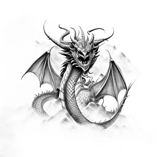 dragon fighting knight tattoo design idea