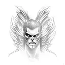 Angel fights demon tattoo design idea
