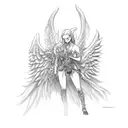 Angel fights demon tattoo design idea