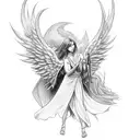 Angel fights demon tattoo design idea