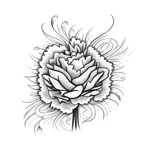 carnation with peacock feathers and butterfly tattoo design idea
