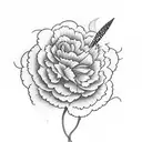 carnation with peacock feathers and butterfly tattoo design idea