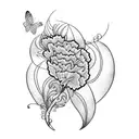 carnation with peacock feathers and butterfly tattoo design idea