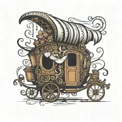 gypsy wagon tattoo design idea