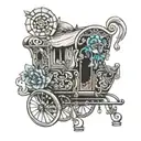 gypsy wagon tattoo design idea