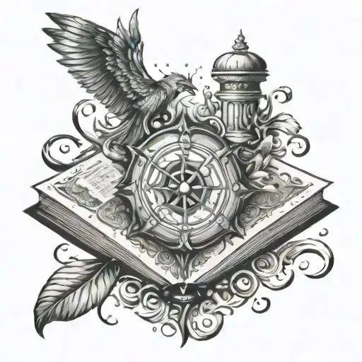 book and Fantasy tattoo design idea