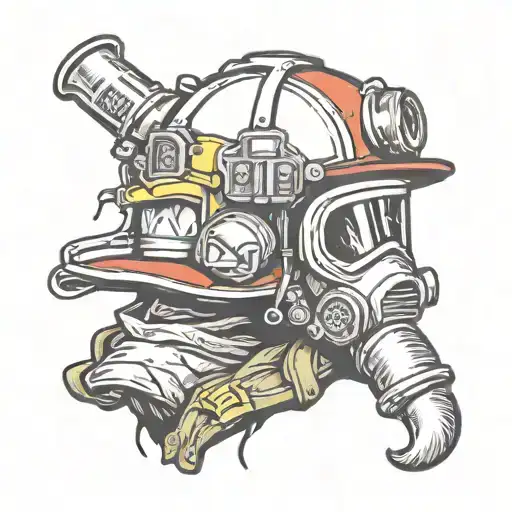 banksy art sleeve firefighter helmet tattoo design idea