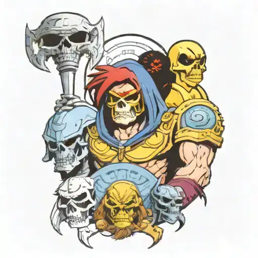 lion-o, mumm-ra, he-man, skeletor tattoo design idea