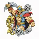 lion-o, mumm-ra, he-man, skeletor tattoo design idea