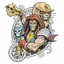lion-o, mumm-ra, he-man, skeletor tattoo design idea