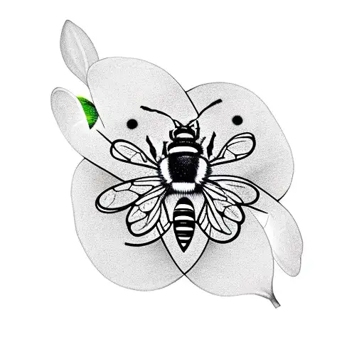 four leaf clover with a bee on a leaf tattoo design idea